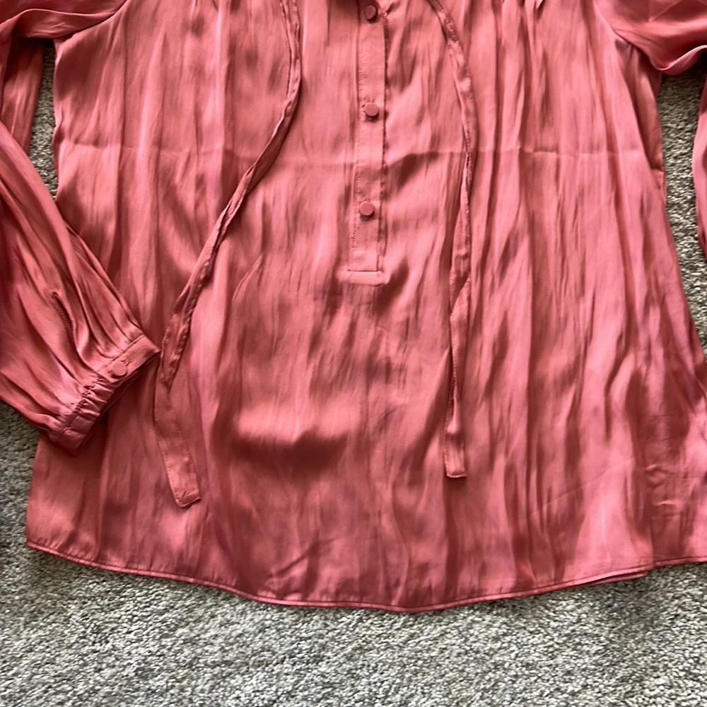 J Crew Featherweight Satin Tie Neck Top - Picture 5 of 9